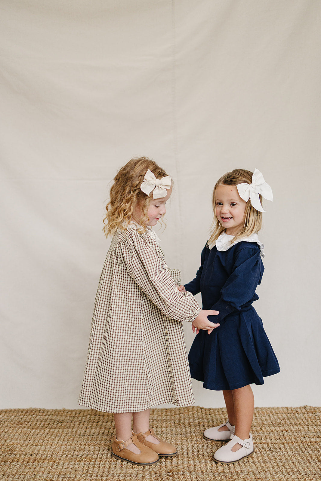 Navy Peter Pan Collar Pleated Skirt Set by Mebie Baby