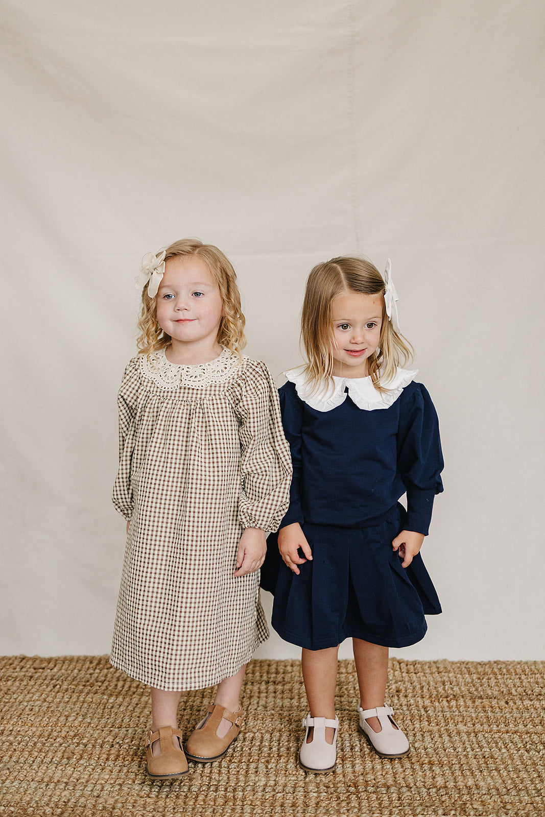 Long-Sleeve Cotton Gingham Dress - Lace Collar by Mebie Baby