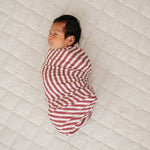 Red Stripe Bamboo Swaddle by Mebie Baby