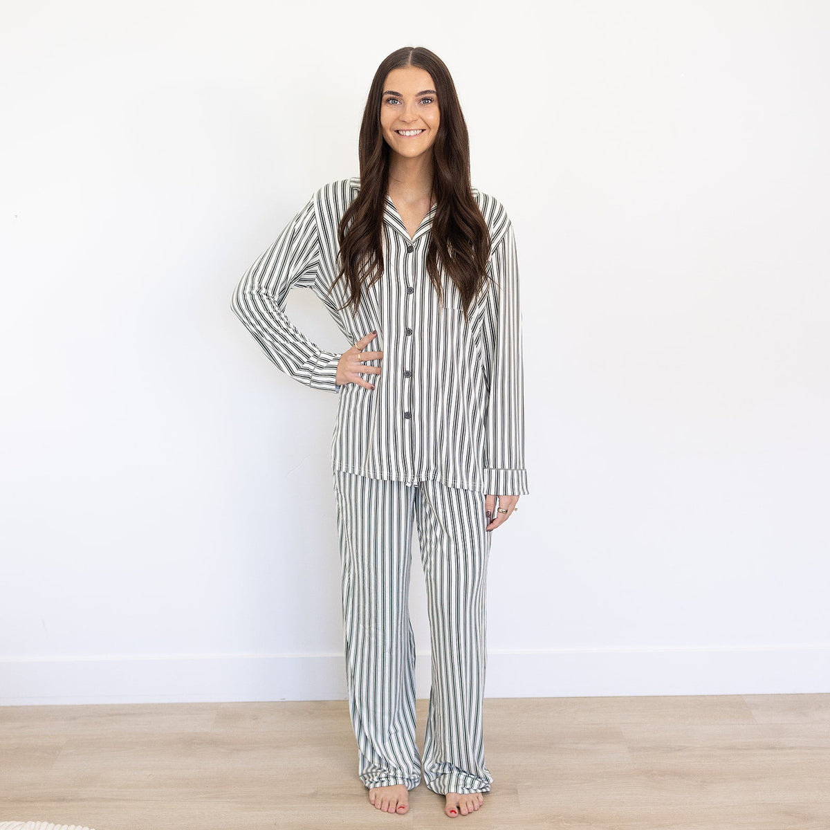 Adult Green Stripe Lounge Set by Mebie Baby