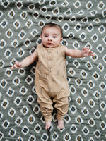 Mebie Baby organic cotton western tank romper for baby, featuring a cute western print.