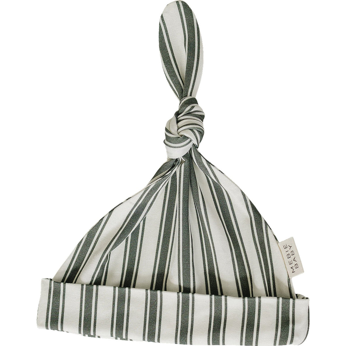 Green Stripe Bamboo Newborn Knot Hat by Mebie Baby