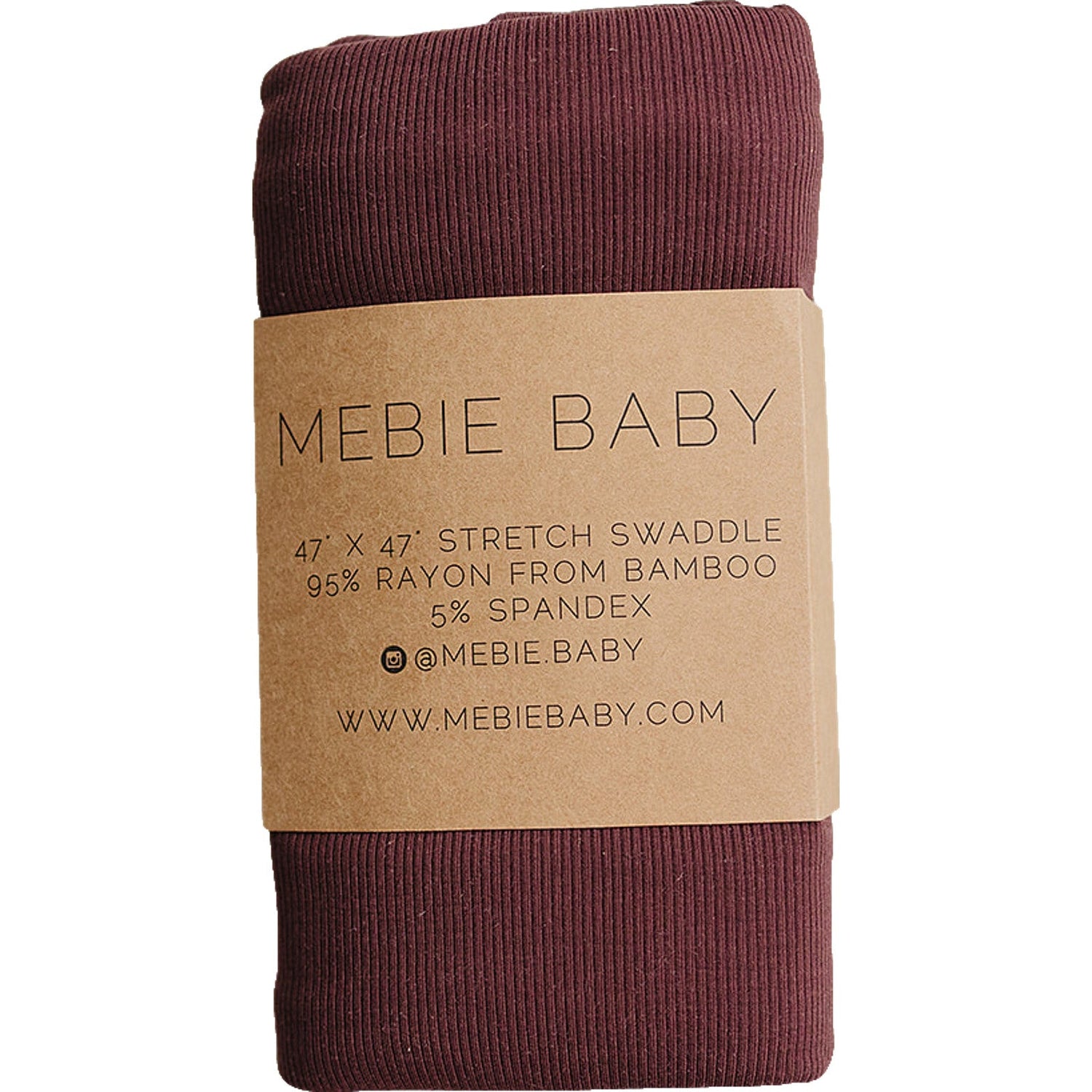 Deep violet ribbed bamboo stretch swaddle blanket laid out flat