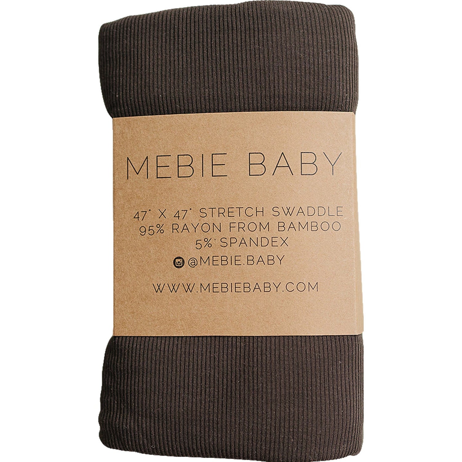 Brown ribbed bamboo stretch swaddle blanket laid flat