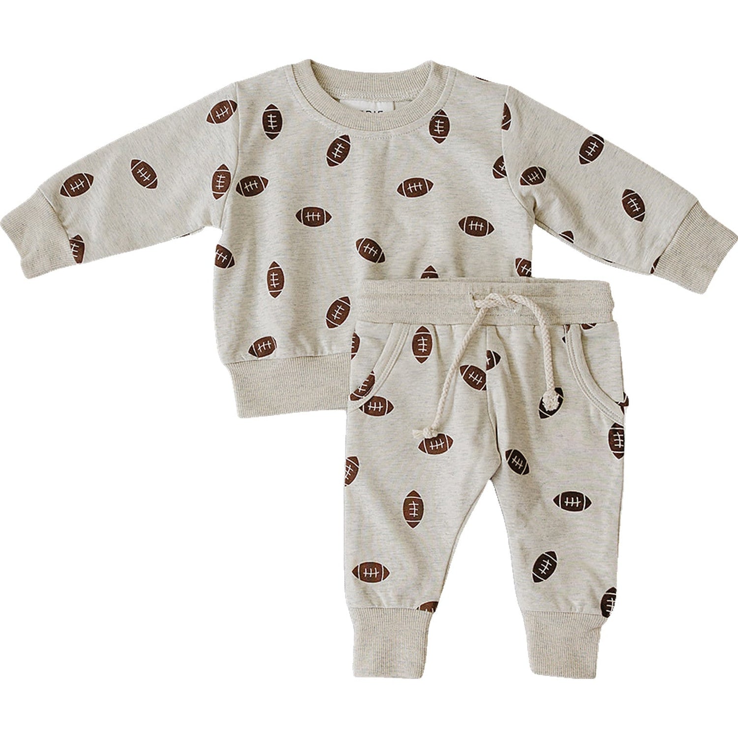 Two-piece French terry set with football game day print, matching top and bottom