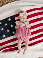 Mebie Baby American Flag plush baby blanket, soft and patriotic.