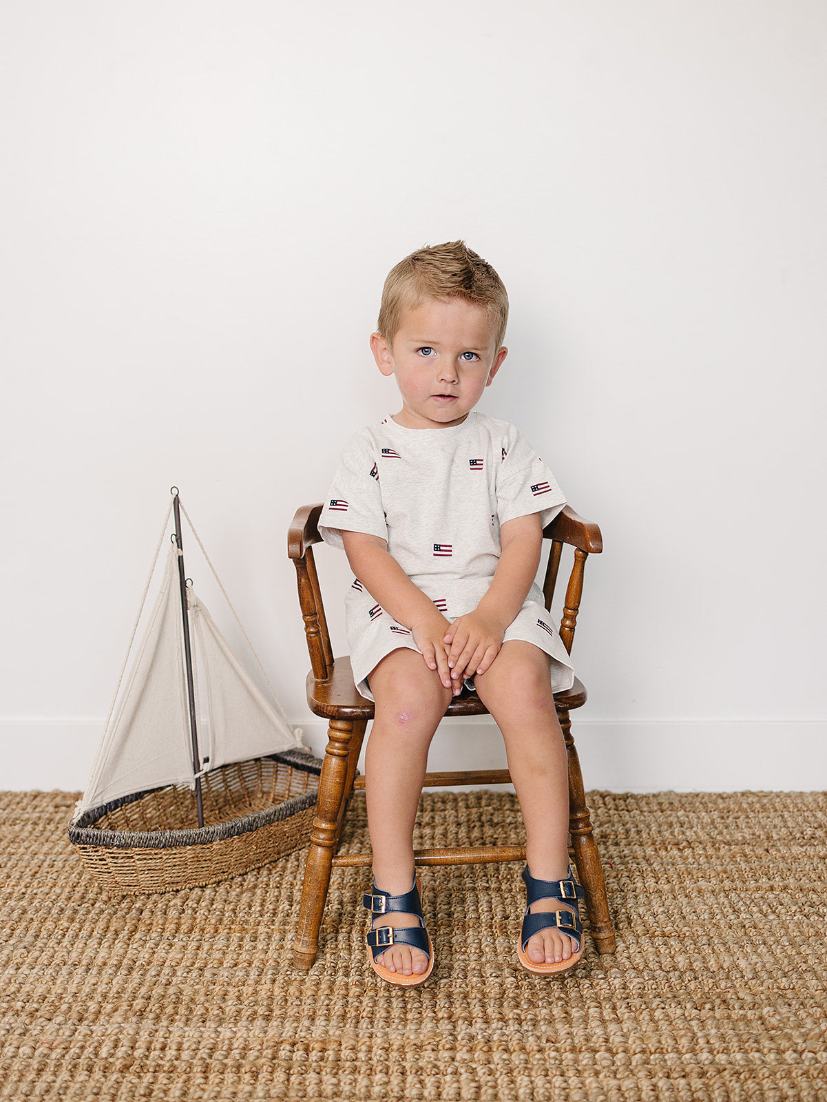 Mebie Baby organic cotton Flag Button short set for baby.