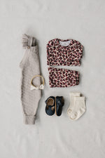 Taupe Ruffle Knit Coverall by Mebie Baby