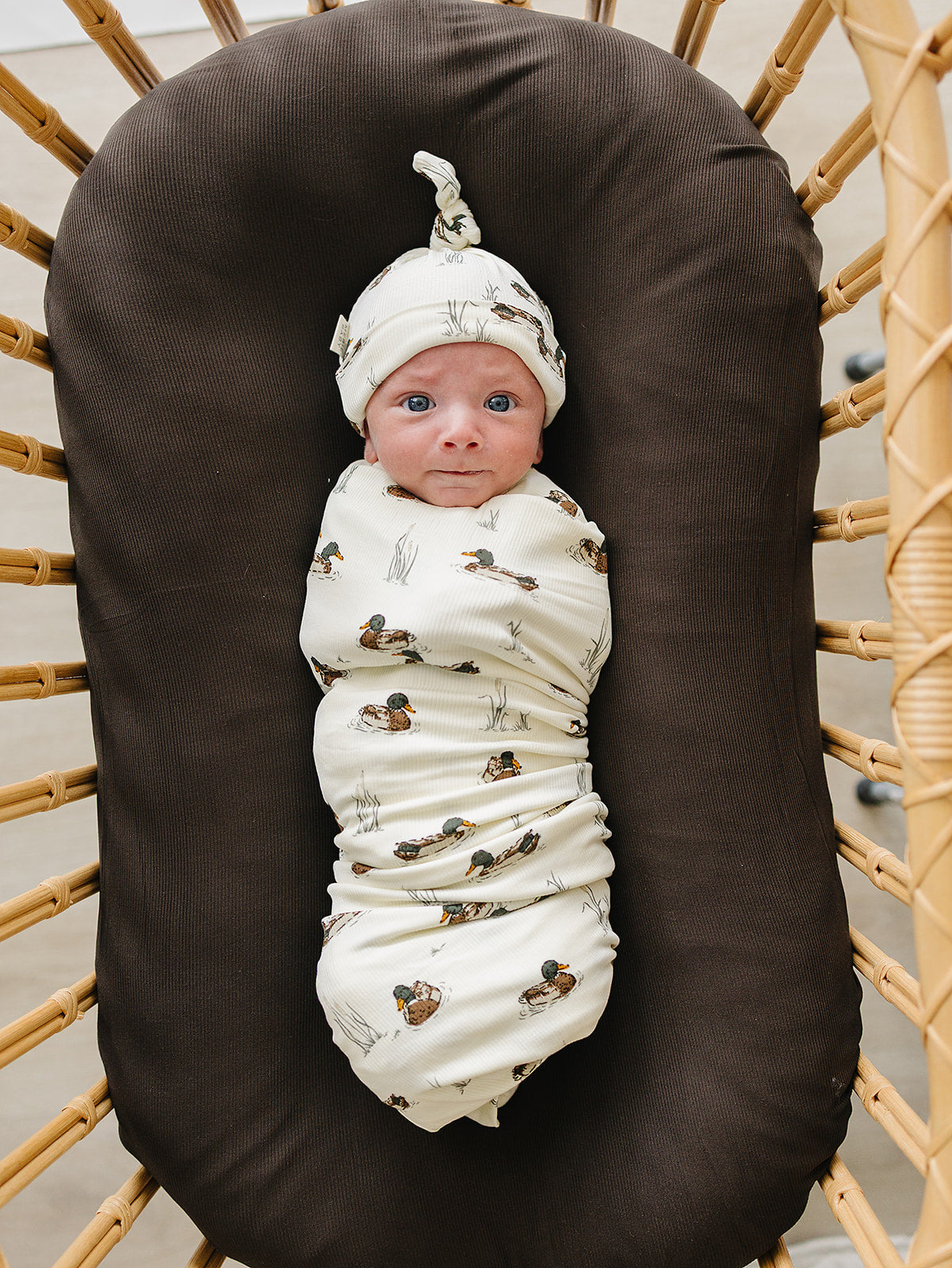 Ribbed Bamboo Stretch Swaddle Blanket - Ducks