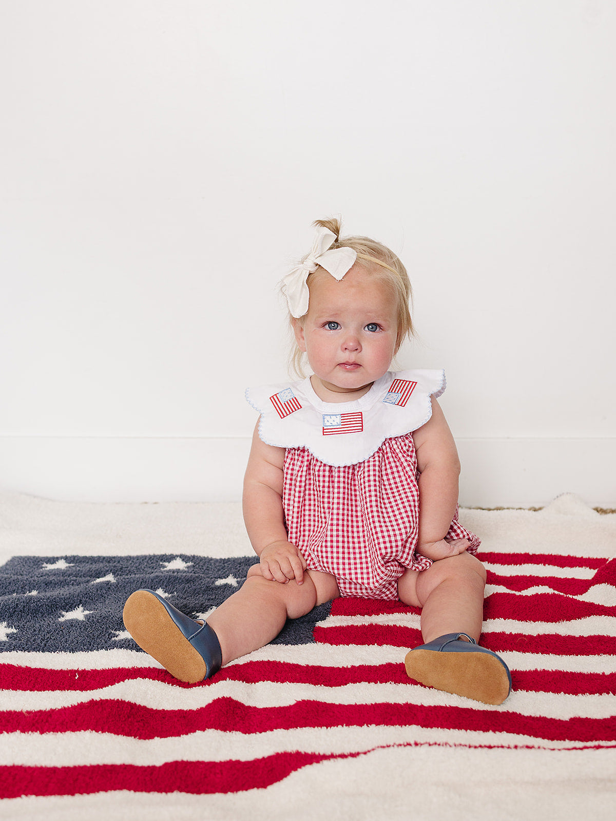 Mebie Baby soft plush American Flag stars & stripes baby blanket.