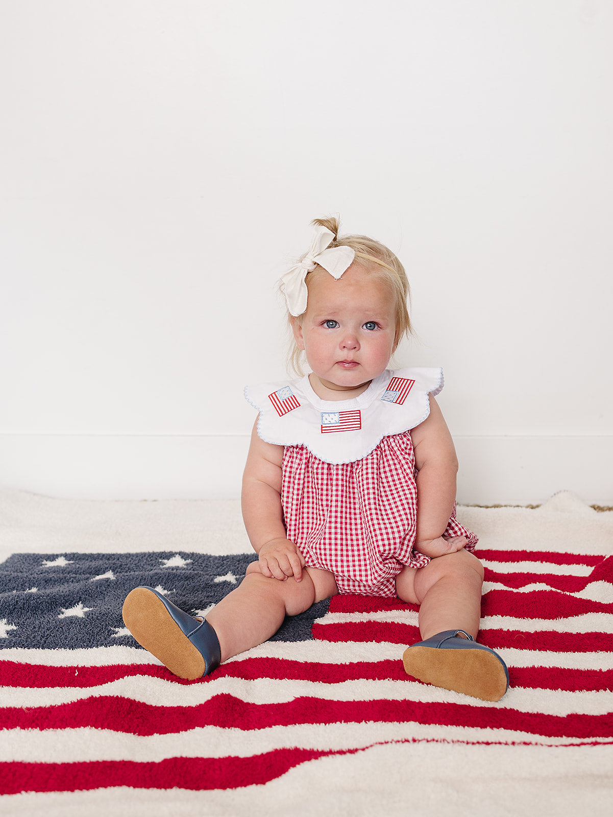 Mebie Baby soft plush American Flag stars & stripes baby blanket.