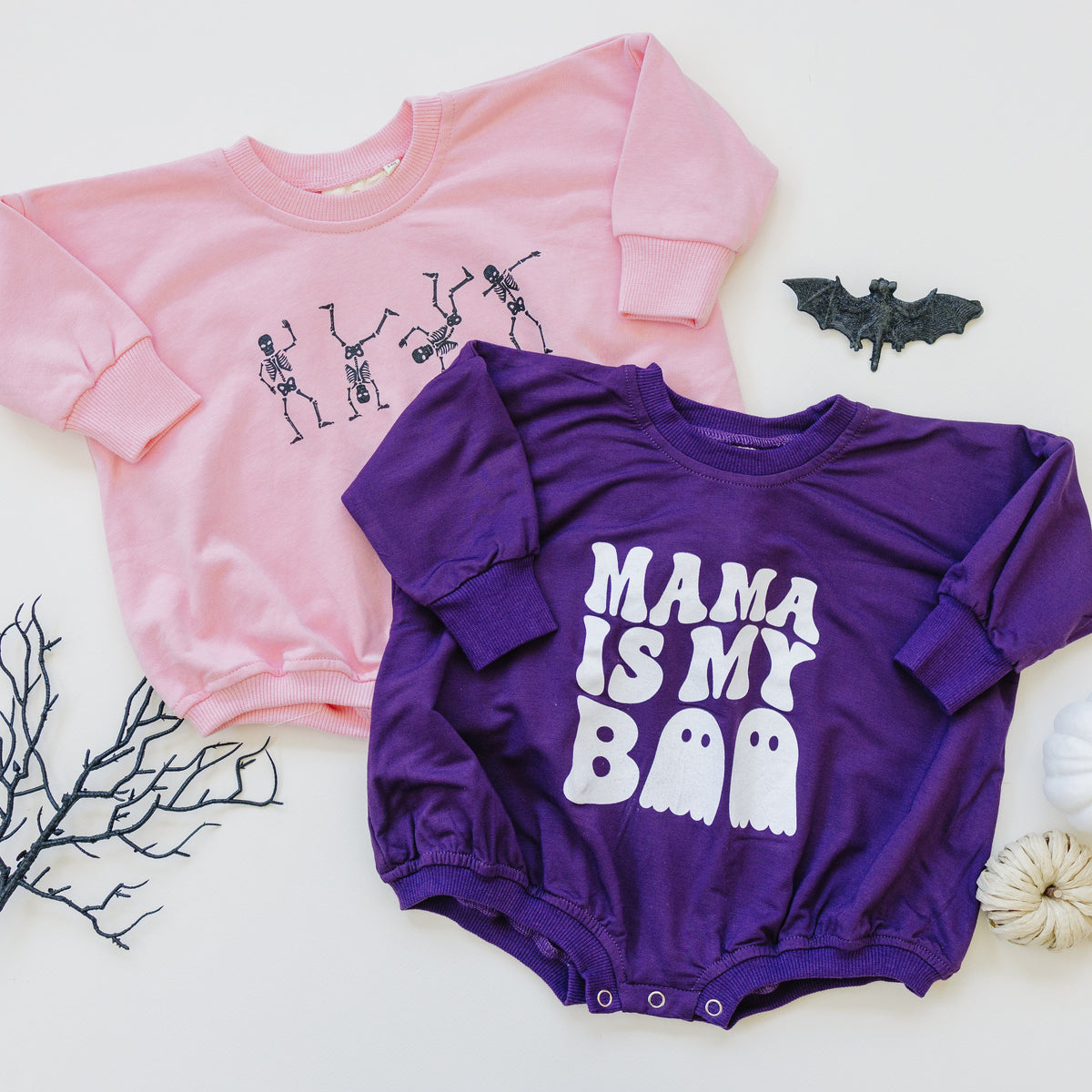French Terry Sweatshirt Romper - Dancing Skeletons by Little Joy Co.