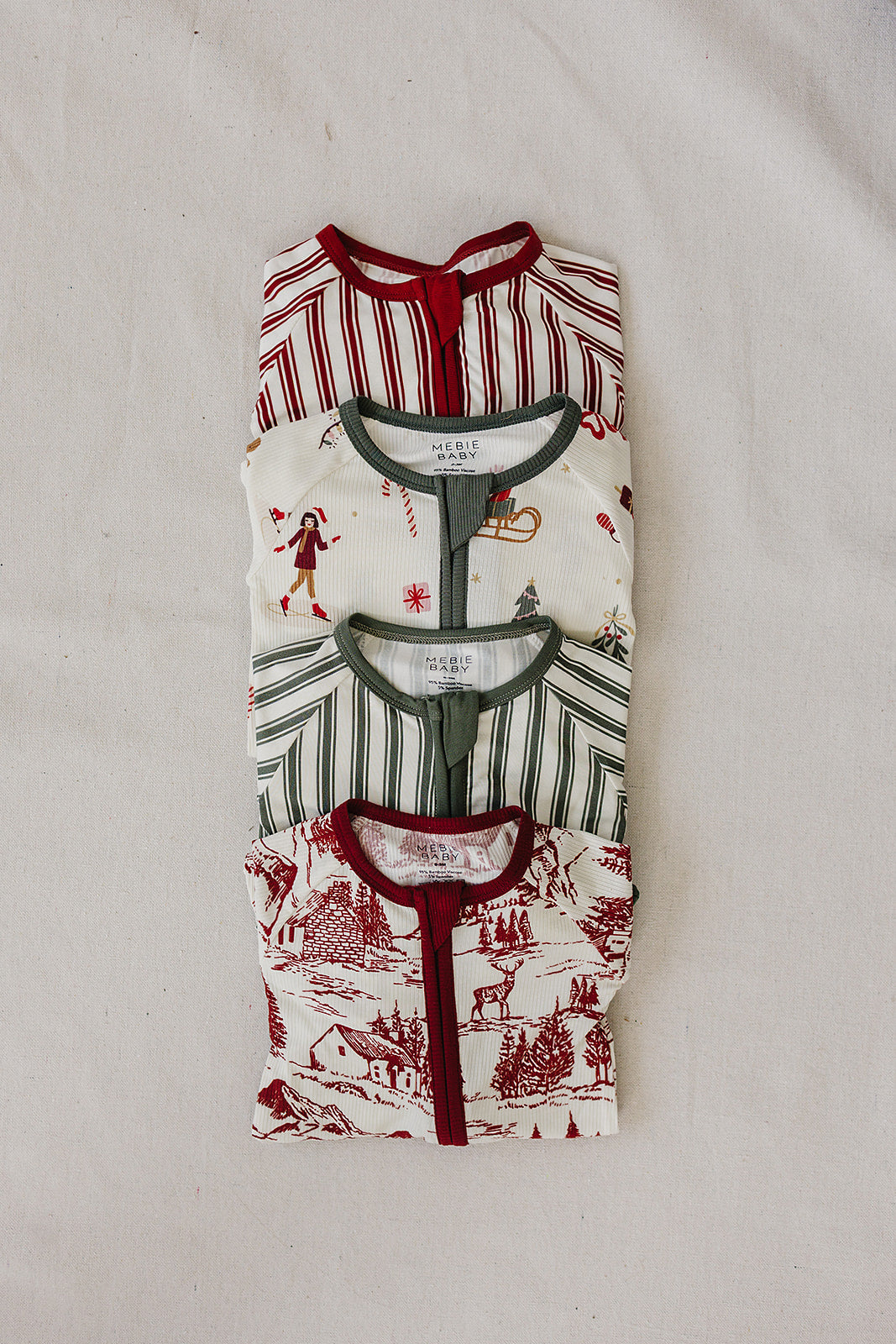 Red Stripe Bamboo Zipper by Mebie Baby