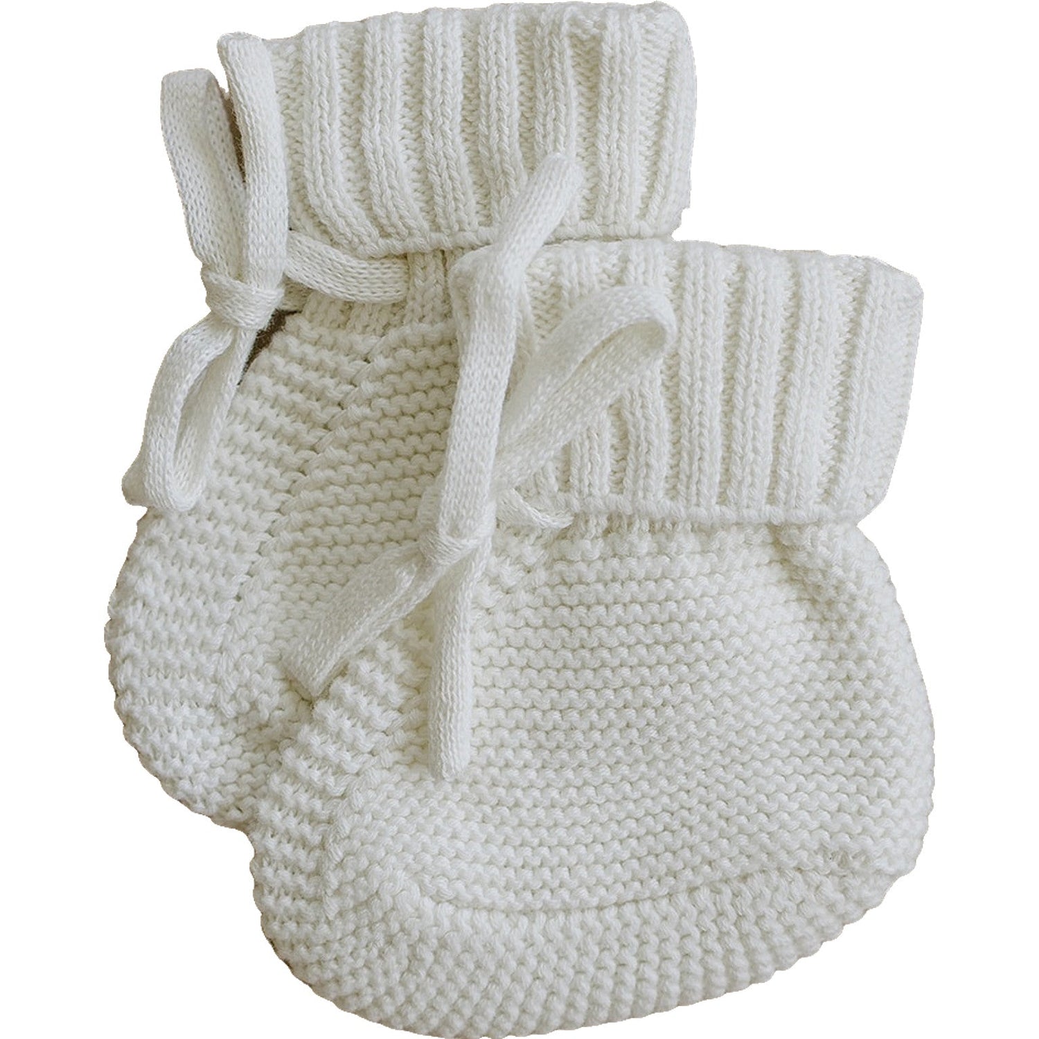 White knit baby booties