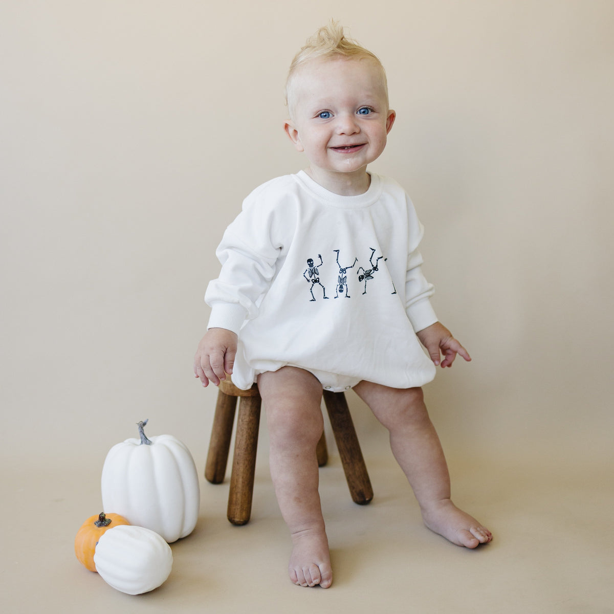 French Terry Sweatshirt Romper - Dancing Skeletons by Little Joy Co.