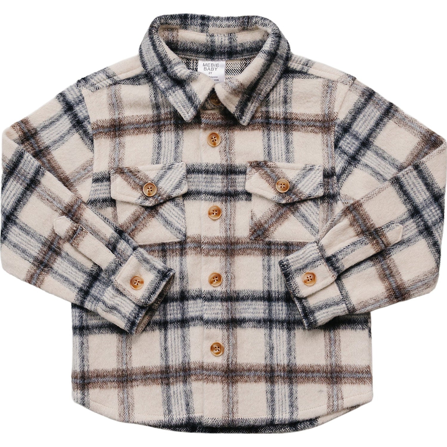 Plaid shacket for babies and toddlers with a classic button-front design