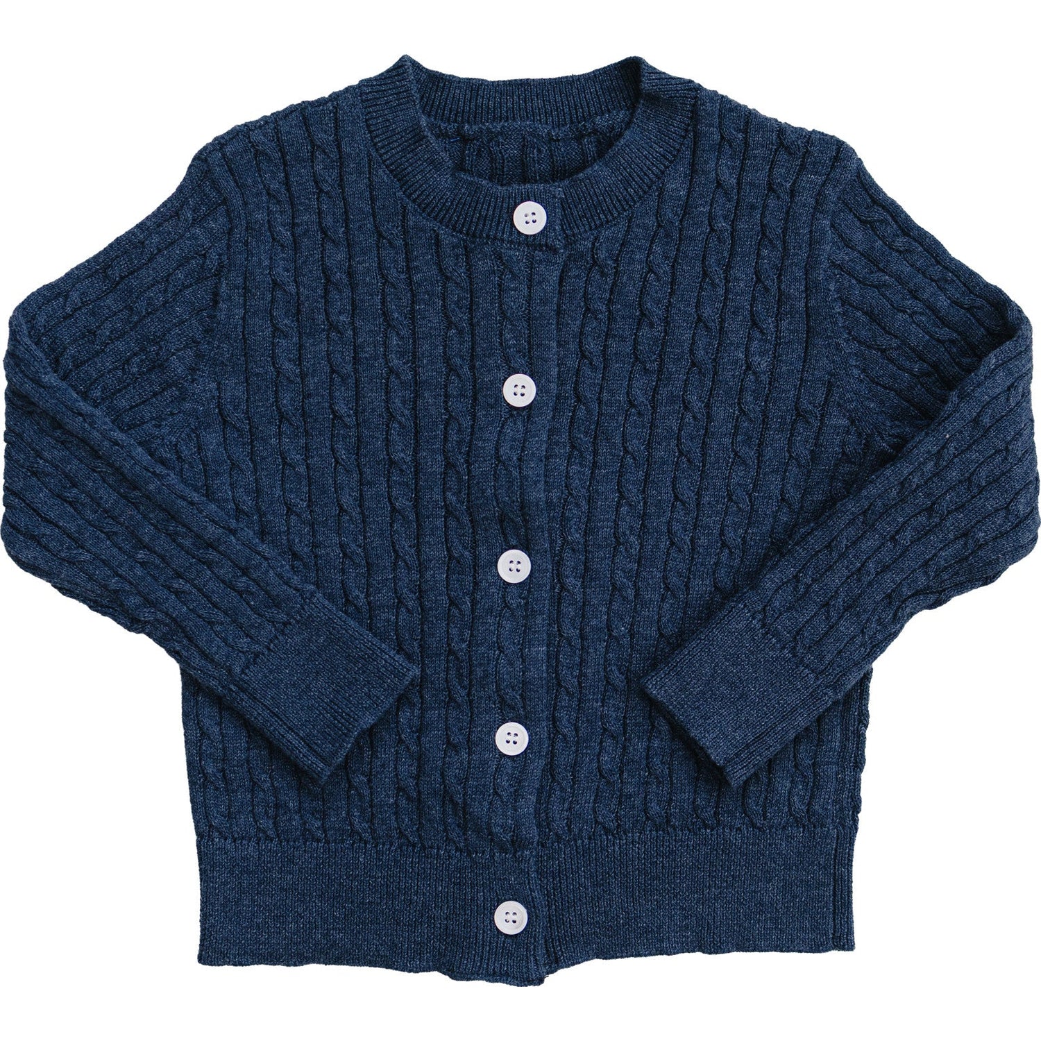 Navy cable knit cardigan with button closures