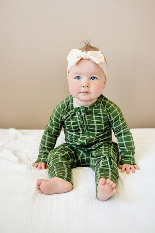 All Spruced Up Bamboo Zippy Romper With Non Slip Soles Little Joy Co. Everetts Place: Online Boutique
