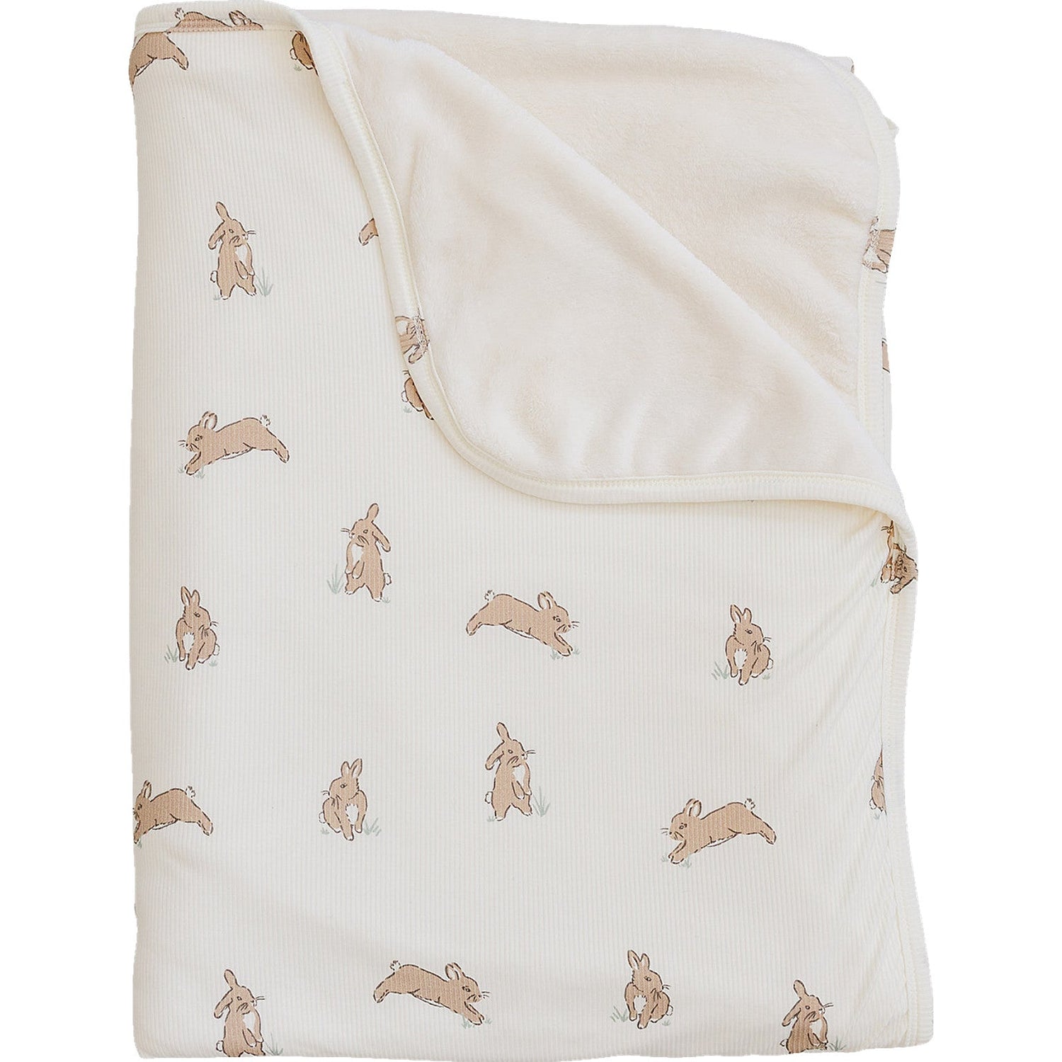 Bunny Ribbed Bamboo Fleece Baby Quilt With Cozy Backing And Bunny Print