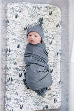 Charcoal Bamboo Stretch Swaddle Blanket by Mebie Baby