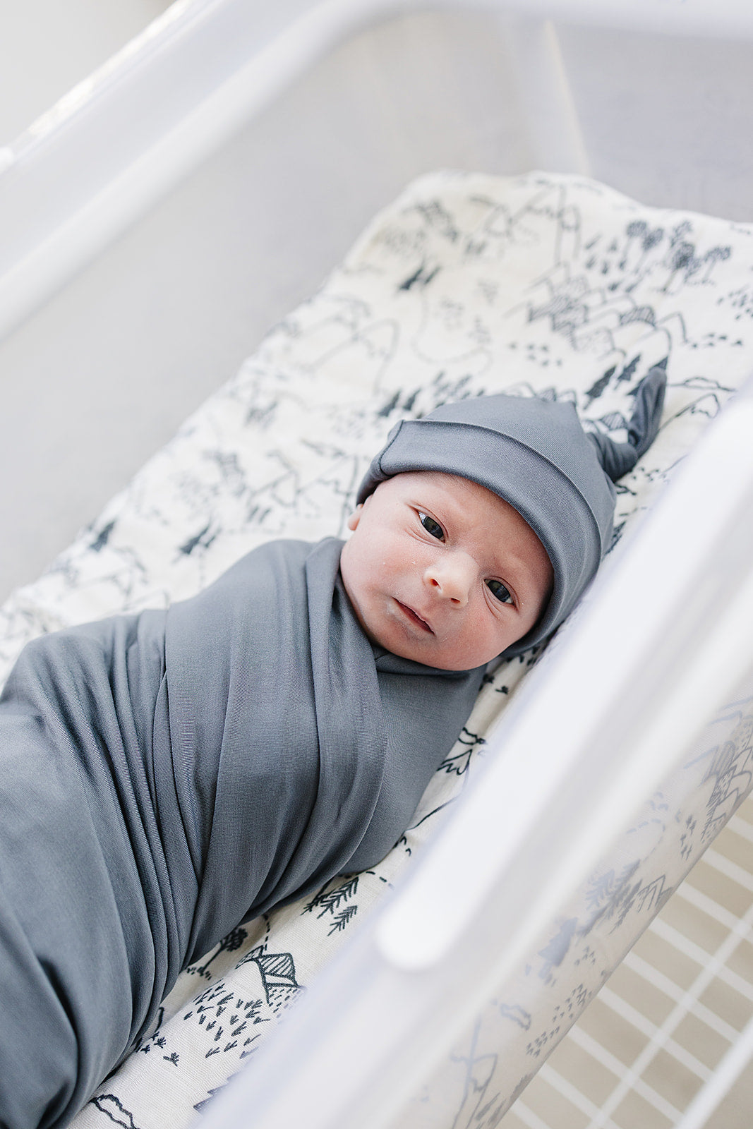 Charcoal Bamboo Stretch Swaddle Blanket by Mebie Baby