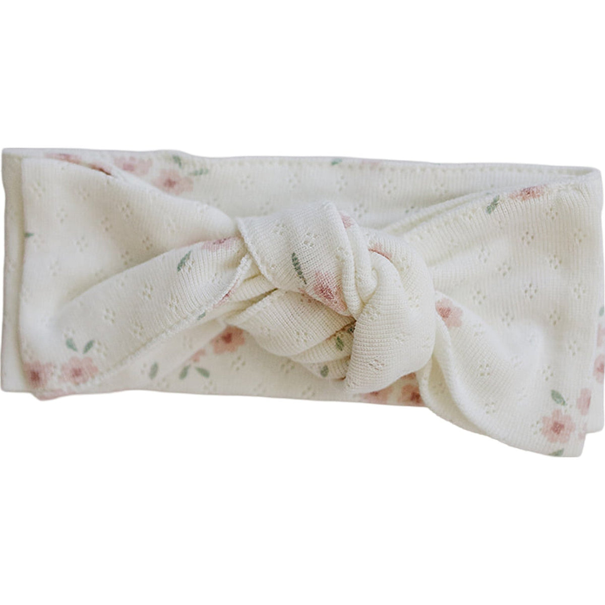 Pink Floral Pointelle Cotton Head Wrap by Mebie Baby