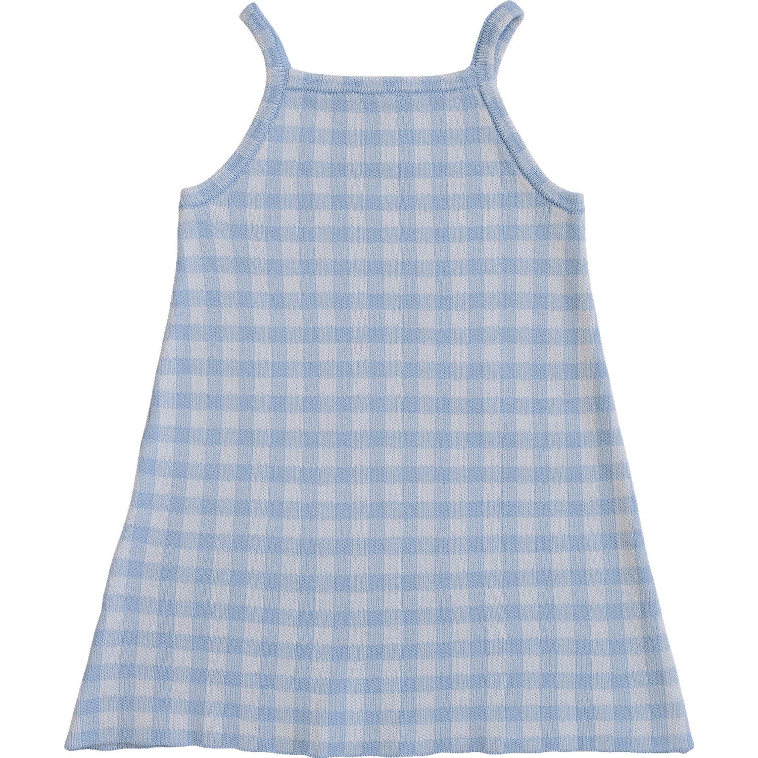 Blue Knit Gingham Dress