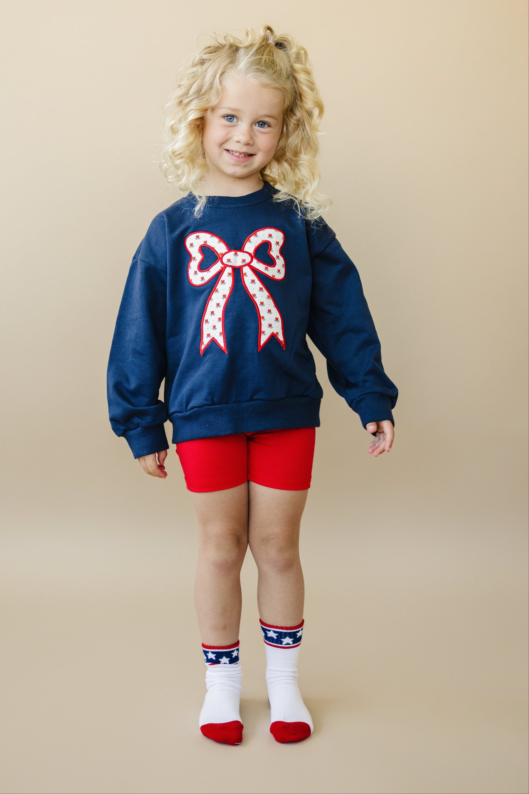 Little Joy Co. 4th of July Tulip Bow Applique Crewneck Sweatshirt