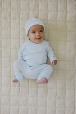 Blue Pointelle Cotton Newborn Knot Hat by Mebie Baby