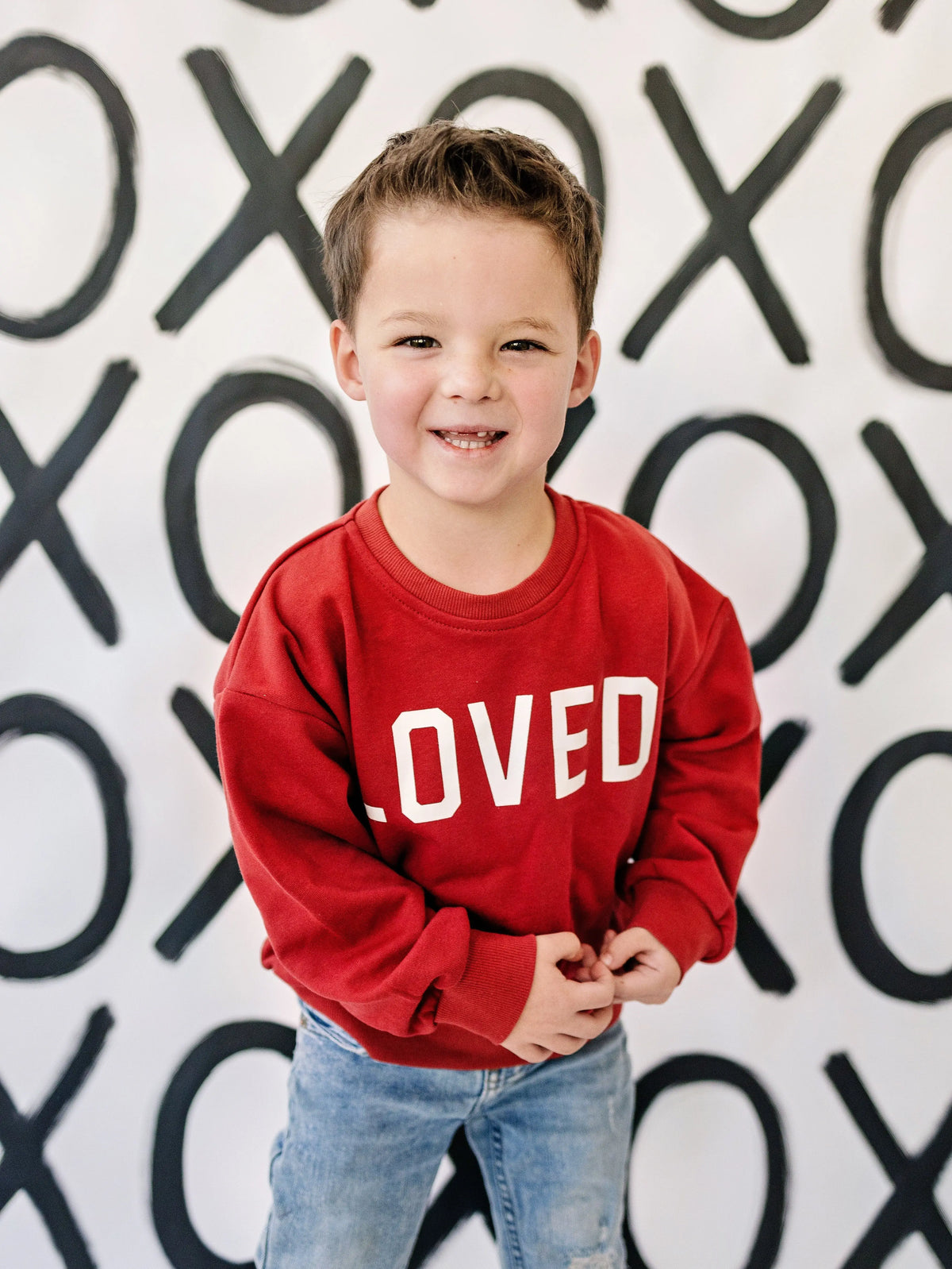 Loved Crewneck Sweatshirt - Red or Pink Little Joy Co. 