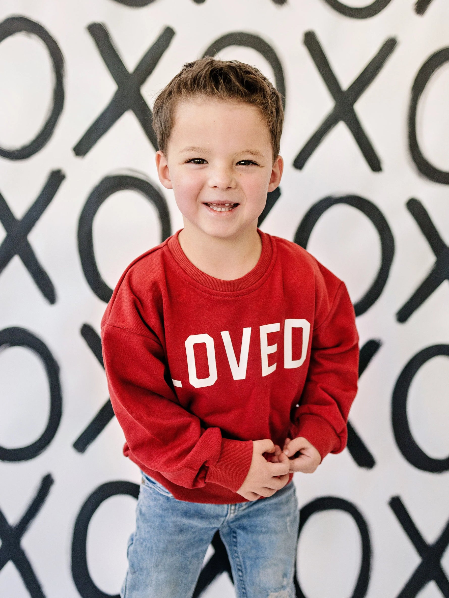 Loved Crewneck Sweatshirt - Red or Pink Little Joy Co. 