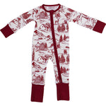 Holiday Toile Ribbed Bamboo Zipper by Mebie Baby