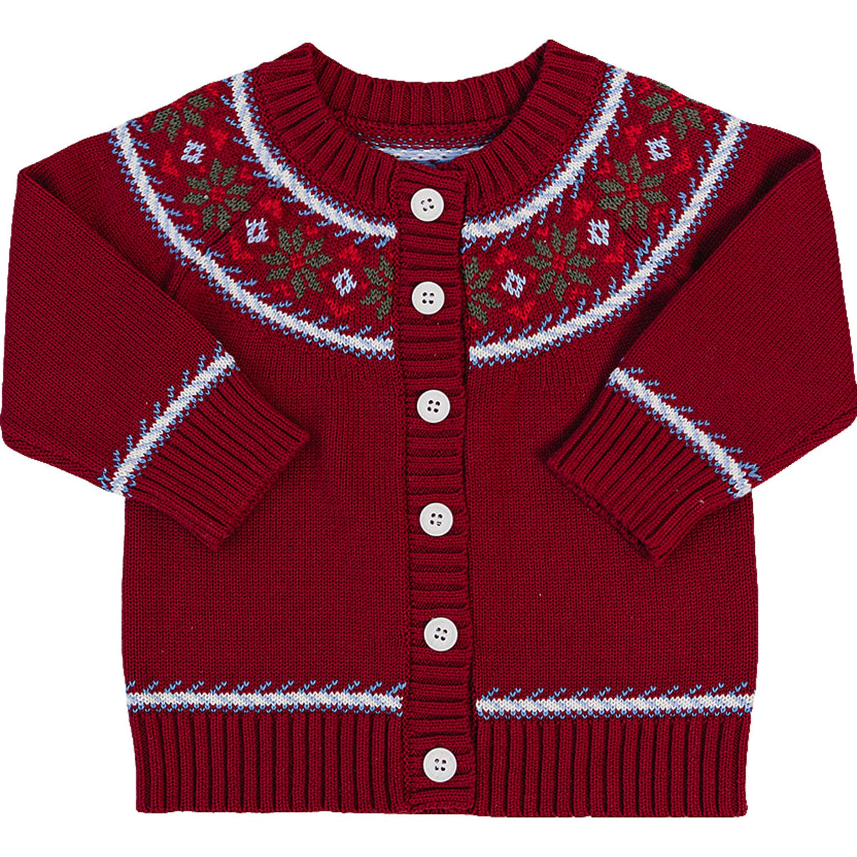 Red Fair Isle Cardigan by Mebie Baby