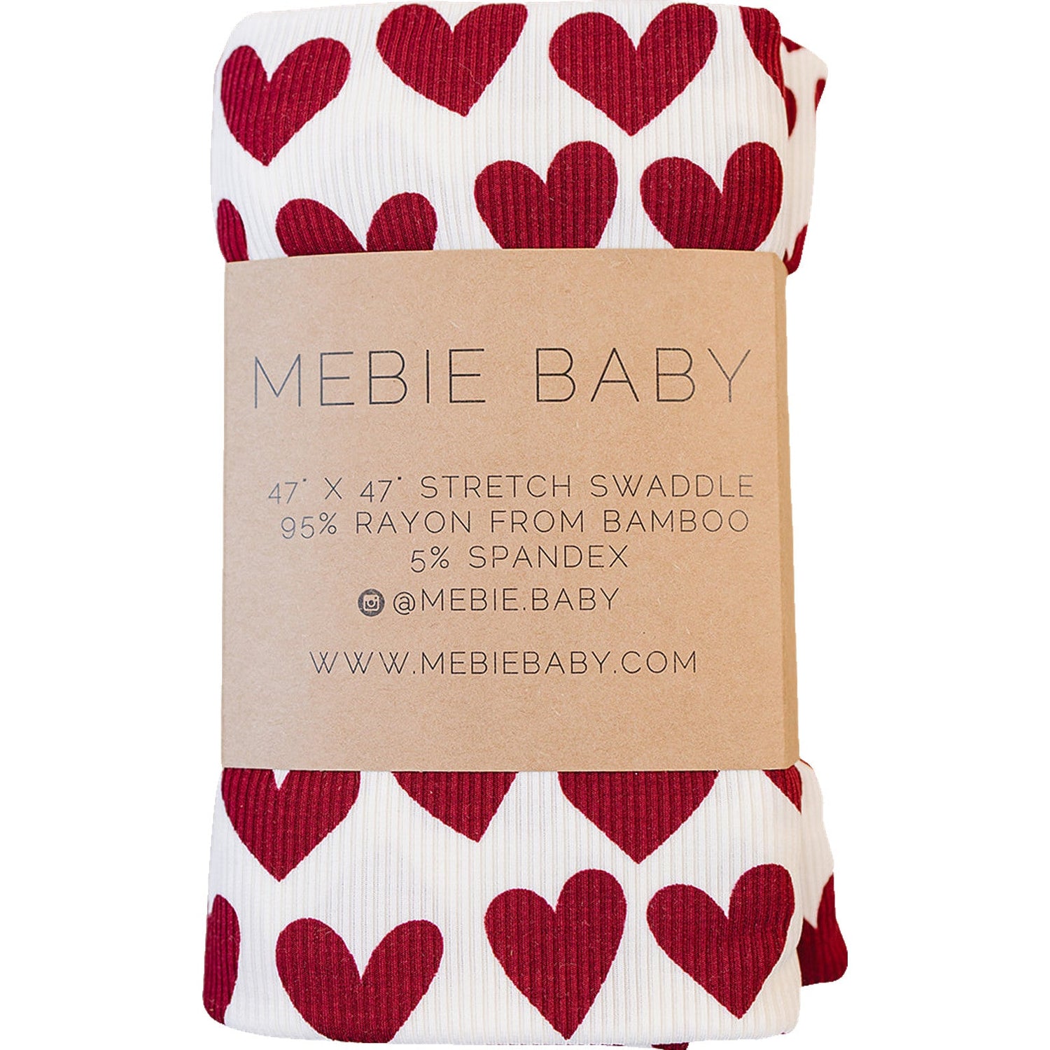 Mebie Baby Hearts Ribbed Bamboo Stretch Swaddle