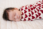 Mebie Baby Hearts Ribbed Bamboo Stretch Swaddle, soft & breathable.