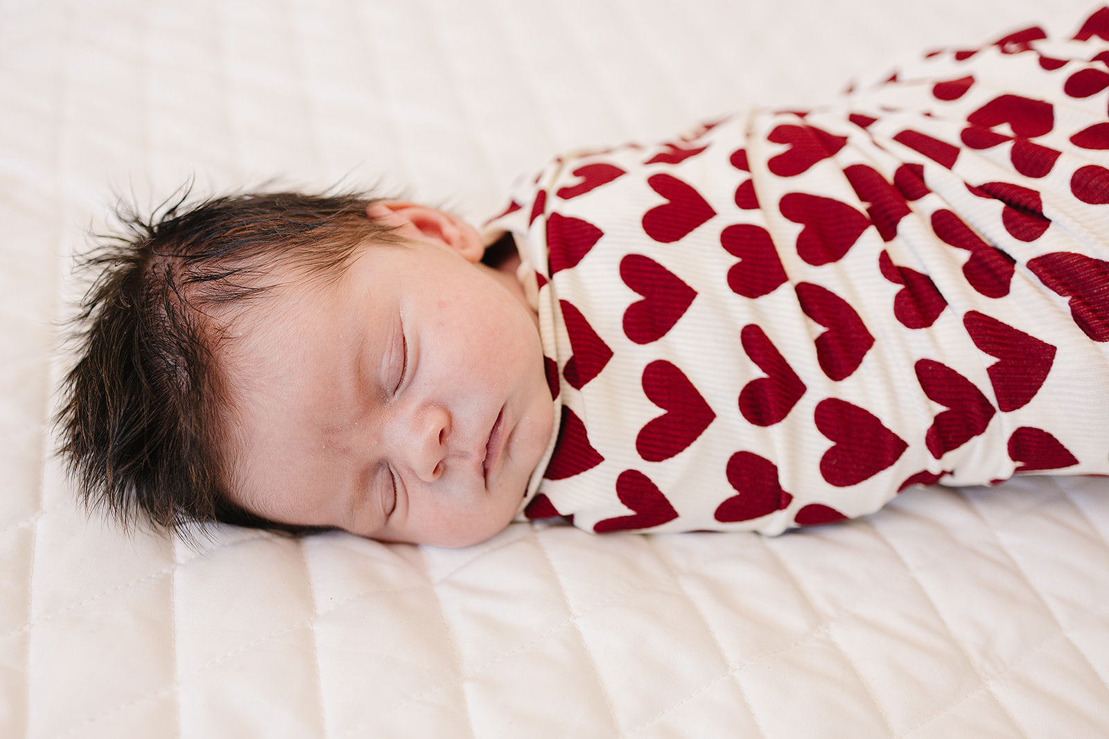 Mebie Baby Hearts Ribbed Bamboo Stretch Swaddle, soft & breathable.