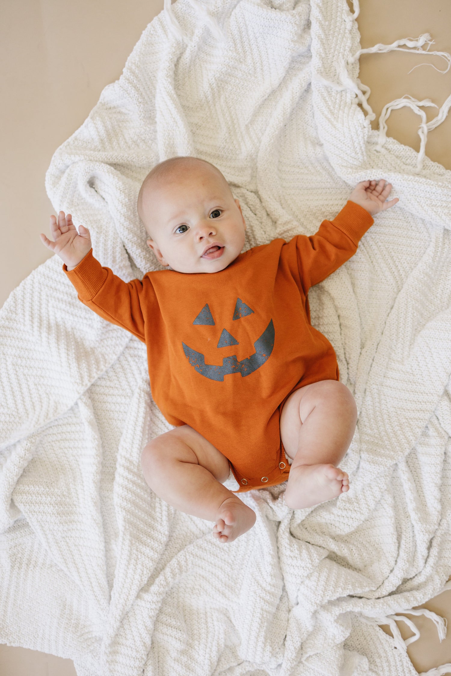 Oversized French Terry Sweatshirt Romper, Jack O Lantern Graphic