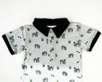 Zebra | Polo Romper - Sleeve, Collar, White, Textile, Button | Everetts Place