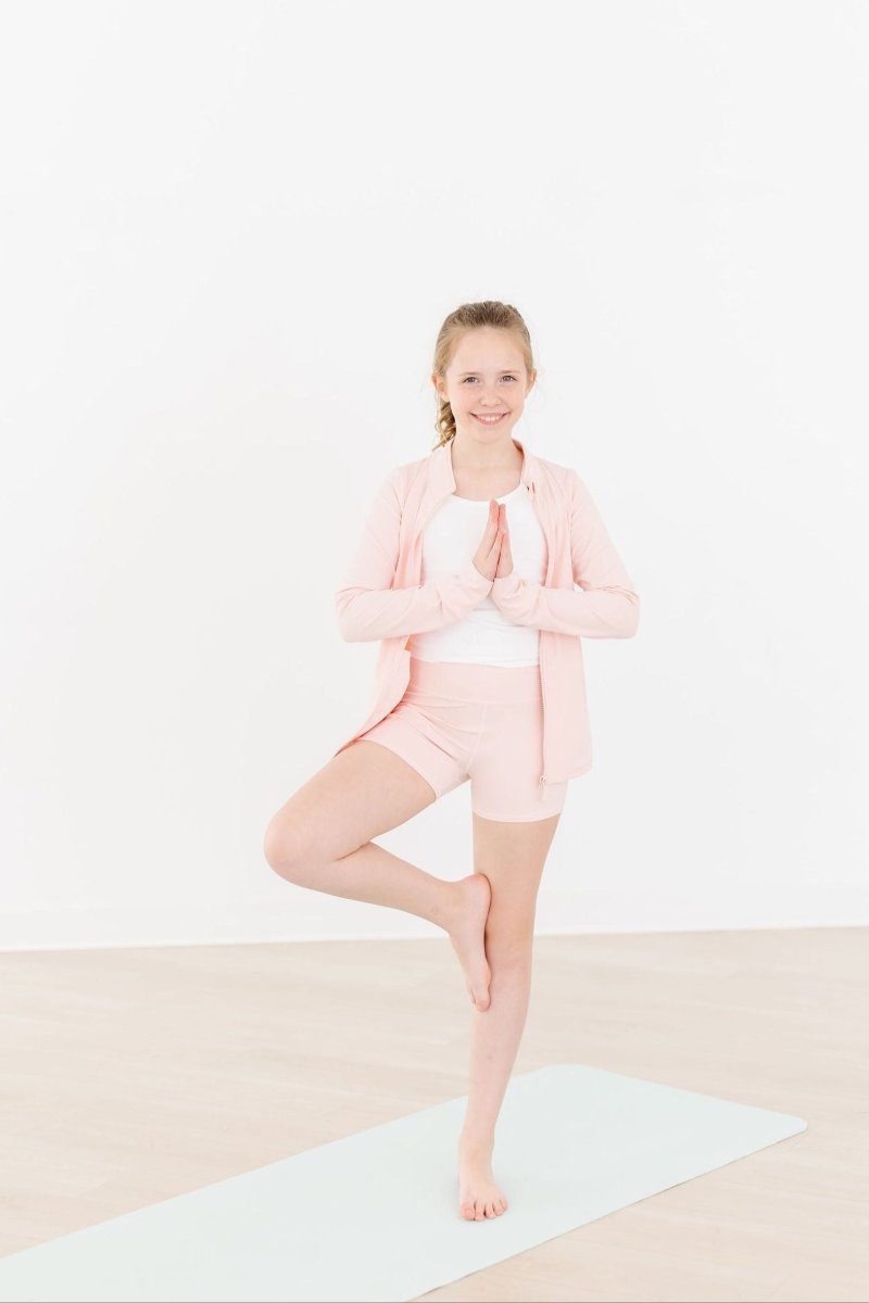 Zen Pink Full Zip Ruffle Active Jacket For Yoga Workouts - Everetts Place Boutique - Active Jacket