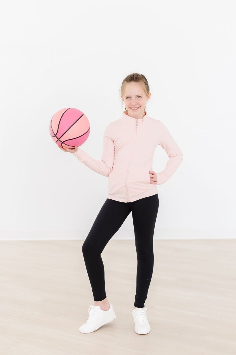 Zen Pink Full Zip Ruffle Active Jacket For Yoga Workouts - Everetts Place Boutique - Active Jacket