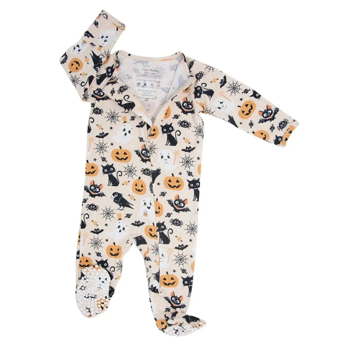 Sweet Bamboo Zipper Footie Bats and Cats - 
