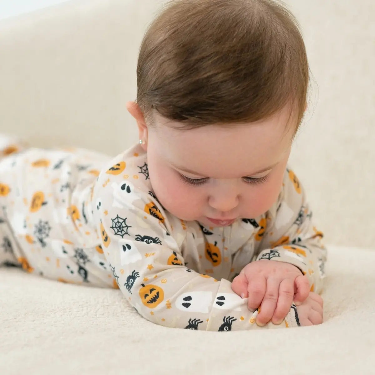 Sweet Bamboo Zipper Footie - Sweet Pumpkins and Ghosts - 
