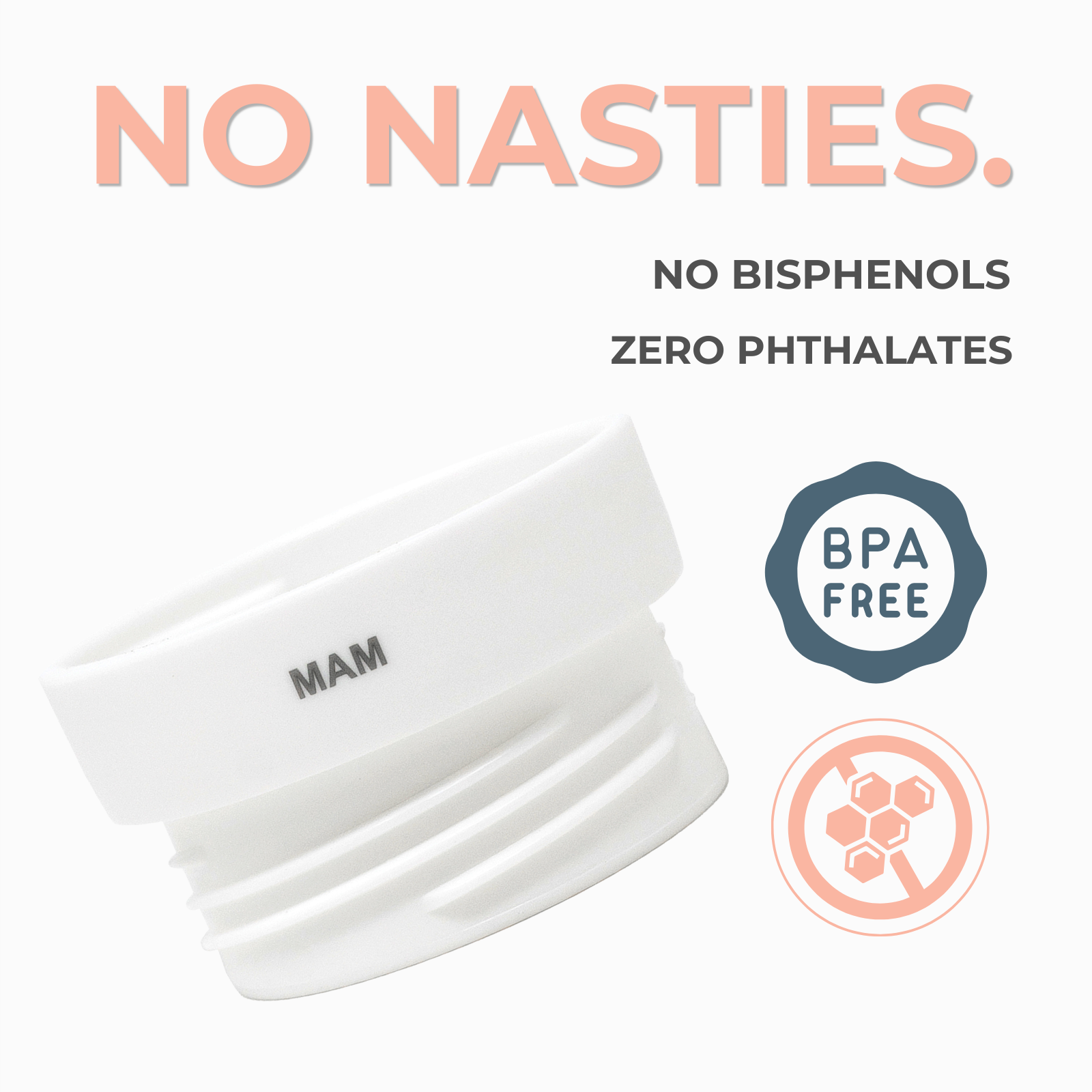 The Baby's Brew NUK Simply Natural Bottle Adapter, white plastic, for bottle warmers.
