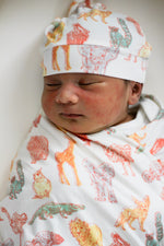 My First Trip to the Zoo Bamboo Swaddle | Animal Print by Rayn’s Tiny Stitches