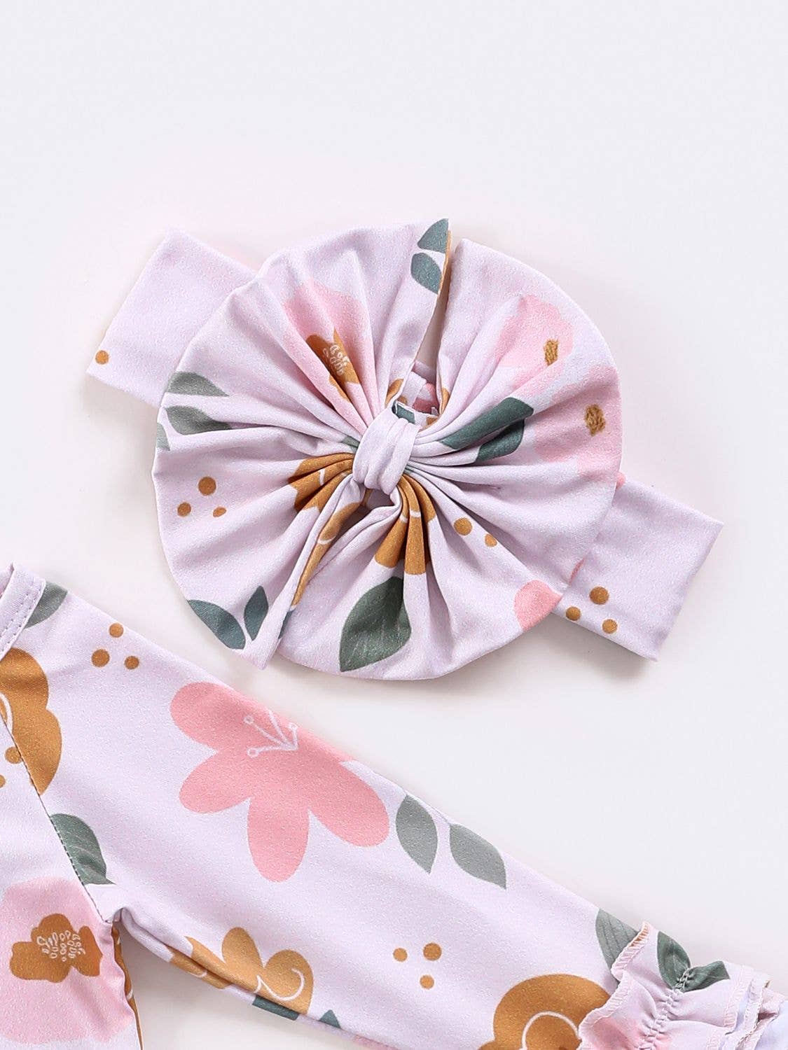 Clover Cottage soft bamboo cotton newborn gown with matching headband.