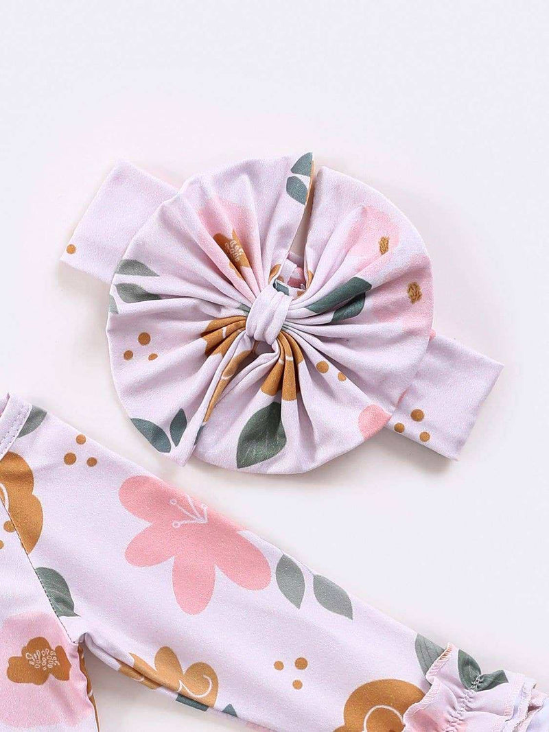 Clover Cottage - Blush Blooms Baby Gown with matching headband