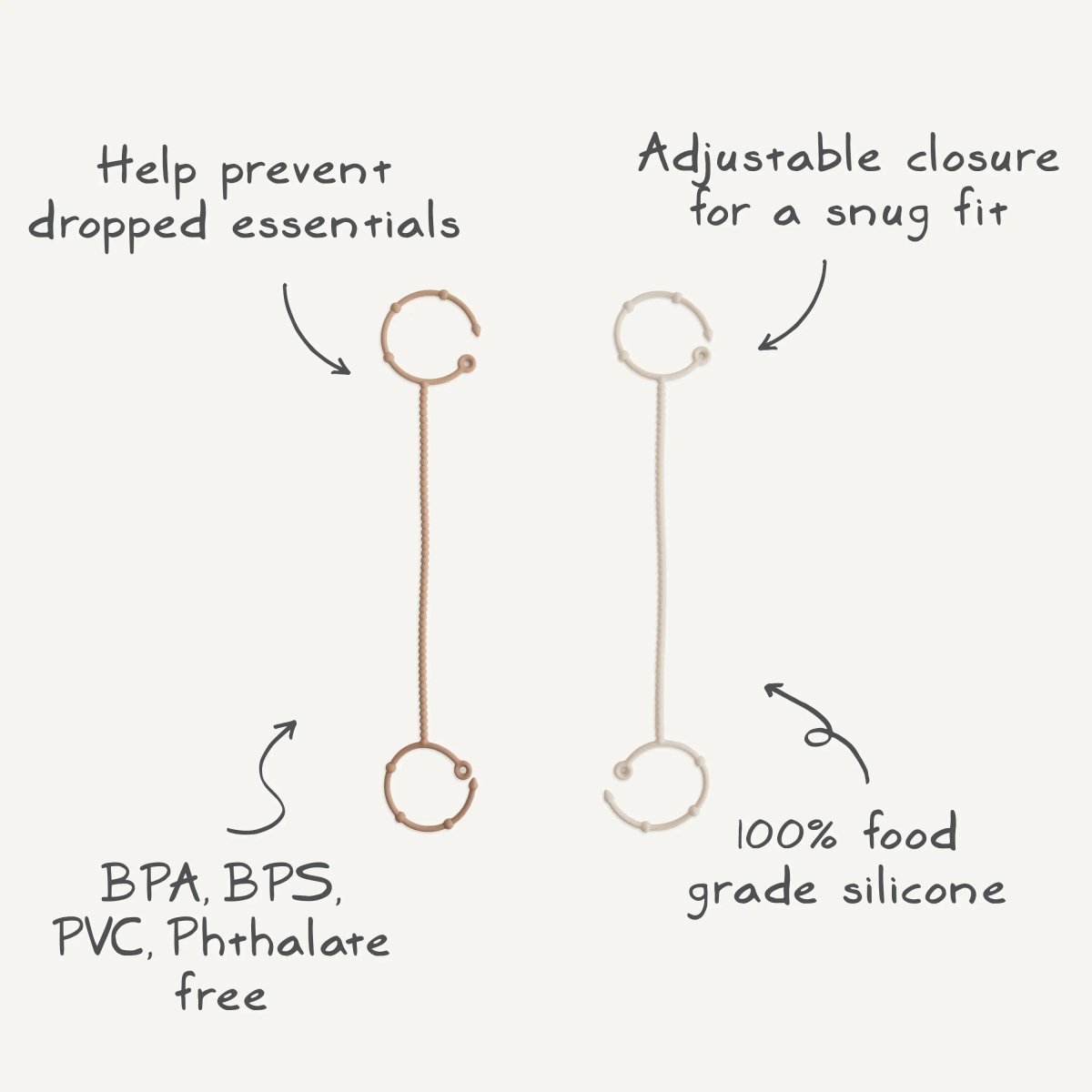 Mushie Adjustable Silicone Strap 2 Pack for Baby Essentials - Everetts Place Boutique - 