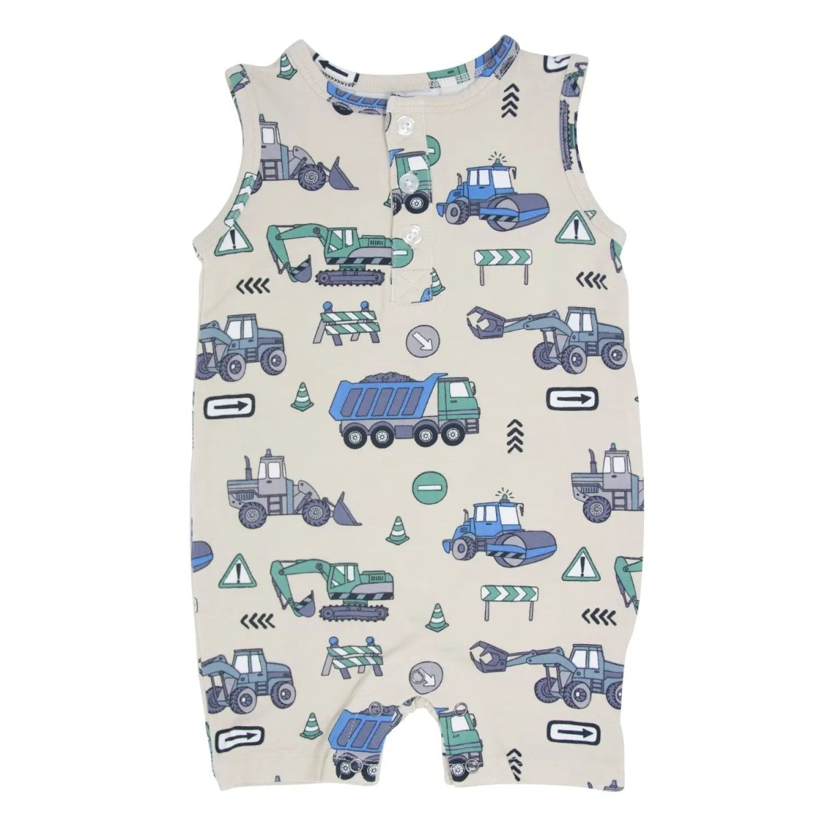 Sweet Bamboo Adorable Kids Romper with Trucks and Diggers Design for Summer Fun - 