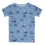 Sweet Bamboo Adorable Pirate Ships Summer Pajama Set with Breathable Fabric for Kids - 