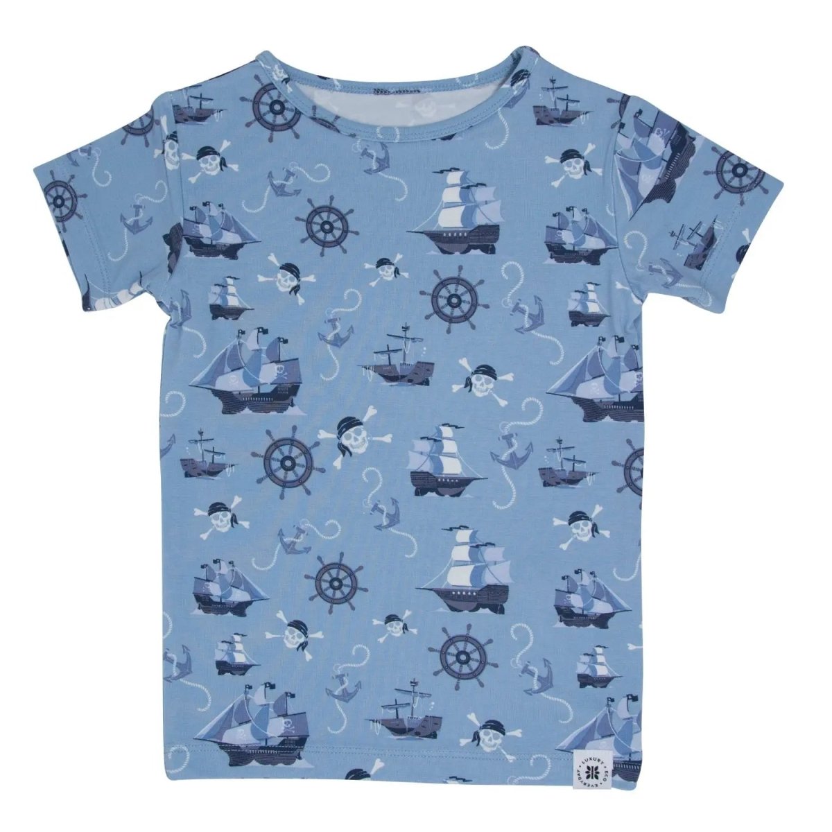 Sweet Bamboo Adorable Pirate Ships Summer Pajama Set with Breathable Fabric for Kids - 
